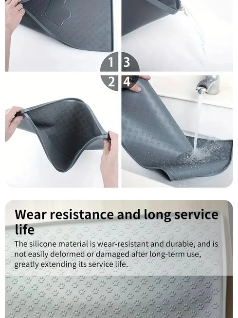 Non-Spill Silicone Pet Mat - Waterproof & Easy to Clean